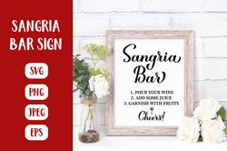 sangria bar sign hand lettered svg. summer drink