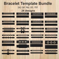 bracelet template svg bundle, wristband templates for laser cutting, cricut, silhouette,  bangle svg, cuff bracelet svg