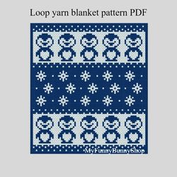 Loop Yarn Finger Knitted Penguins Boarder 2 undefined Blanket Pattern Pdf Download