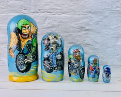 shelf decorations nesting dolls 7 inches (17,5 cm)art doll for home decor. hand painted wood figurine russian dolls