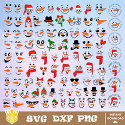 snowman faces svg, snowman svg, snowman clipart, christmas svg, snowman cut file, snowman christmas digital download