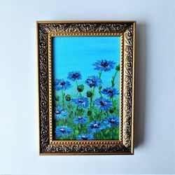 wildflowers acrylic painting, painted landscape, flower painting on canvas, flower landscape paintings, small wall art