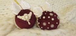 bard christmas balls, christmas velvet balls, christmas trinkets, christmas decor, handmade christmas balls