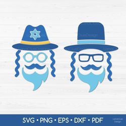 hanukkah faces svg - 2 designs, jewish face svg