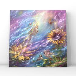 digital painting "i am the love" sunflower print digital art oil painting canvas