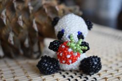 panda figurine panda gift little panda bear panda keychains 3d panda toy 3d panda beading panda amigurumi 3d beaded toy