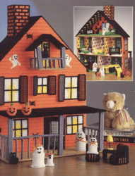 haunted dollhouse - pdf vintage plastic canvas pattern - digital instant download