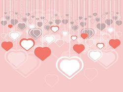 lovely decorative hearts, background in flat style, retro colors