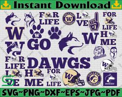 Bundle 24 Files Washington Huskies Football Team svg, Washington Huskies svg, N C A A Teams svg, N C A A Svg, Png, Dxf