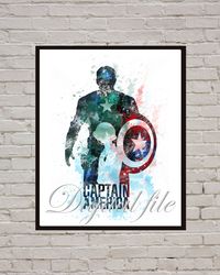 captain america marvel superhero art print digital files decor nursery room watercolor