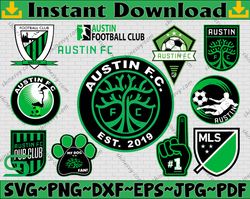 bundle 12 styles mls austin fc soccer team svg, austin fc svg, mls teams svg, mls svg, png, dxf, eps, instant download