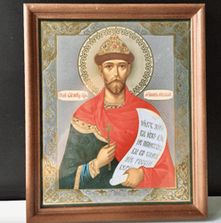 nicholas ii the last emperor of russia | icon gold foiled in wooden  frame with glass | size: 7" x 9,5" | handcrafted