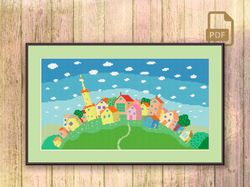 little town cross stitch pattern