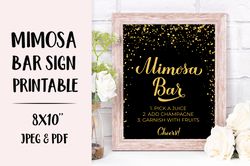 mimosa bar sign printable. black and gold wedding bar sign