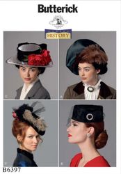 pdf sewing pattern butterick 6397 misses' hats in four styles