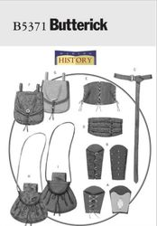 pdf sewing pattern butterick 5371 wrist bracers, corset, belt and pouches