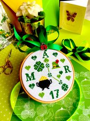 time for luck cross stitch pattern pdf by crossstitchingforfun, instant download, st.patricks day cross stitch pattern