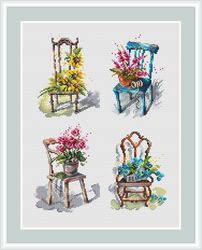 chairs cross stitch pattern flowers cross stitch pattern home cross stitch pattern home decor home sweet home