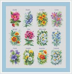 wildflowers cross stitch pattern sampler cross stitch pattern flowers cross stitch pattern garden cross stitch pattern