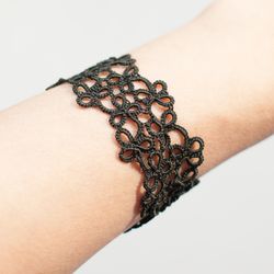 black tatted lace bracelet