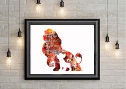 the lion king disney art print digital files decor nursery room watercolor