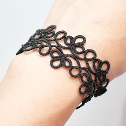 black tatted lace bracelet