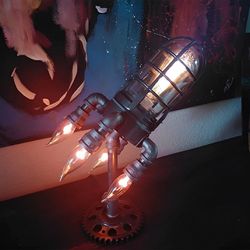 steampunk rocket lamp