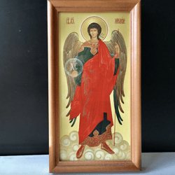 archangel michael | icon gold foiled in wooden  frame with glass | size: 24 x 13 x 2 cm | handcrafted