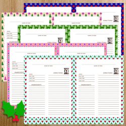 Digital Christmas kitchen  recipe card template