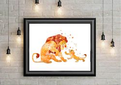 the lion king disney art print digital files decor nursery room watercolor