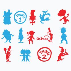 dr seuss svg, lorax svg, grinch svg, thing one and thing two svg  digital file