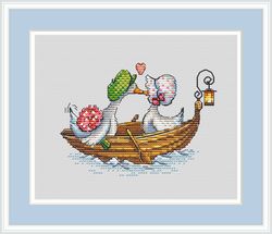 goose cross stitch pattern valentine's day cross stitch pattern love cross stitch pattern flowers cross stitch pattern