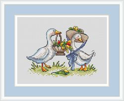 flowers cross stitch pattern goose cross stitch pattern bird cross stitch pattern summer cross stitch pattern