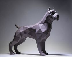 pit bull dog paper craft, digital template, origami, pdf download diy, low poly, trophy, sculpture, model