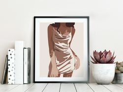 gorgeous black girl with vitiligo, printable poster, black girl art, black woman with vitiligo on arms and legs