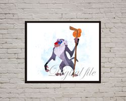 the lion king rafiki disney art print digital files decor nursery room watercolor