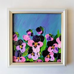 flower painting canvas, texture painting on canvas, floral paintings, painting wildflowers in acrylic, framed art