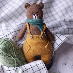 pdf knitting pattern - bear knitting pattern, bear stuffed animal, toy knitting pattern, knitted bear