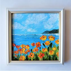 textured acrylic painting, poppy wall art, buy framed art, floral paintings, american landscape painting, art landscape