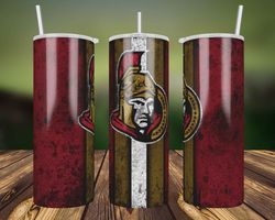 ottawa senators grunge tumbler wrap, 20oz skinny tumbler straight, nhl tumbler wrap png, ottawa senators wrap png