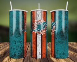 miami dolphins grunge tumbler wrap, 20oz skinny straight, nfl footbal wrap tumbler, miami dolphins tumbler wrap png