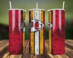 kansas chiefs grunge tumbler wrap, 20oz skinny straight, nfl footbal wrap tumbler, kansas chiefs tumbler wrap png