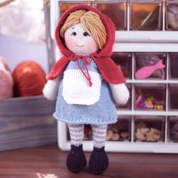 pdf knitting pattern - doll knitting pattern layla, knittting doll, doll stuffed, red riding hood doll, doll for girl