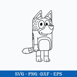 bandit dad outline svg, bandit dog svg, bluey svg, cartoon svg file.