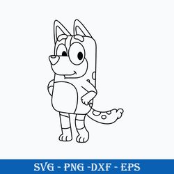 chilli bluey dog outline svg, chilli svg,  bluey svg, cartoon svg png dxf eps file.