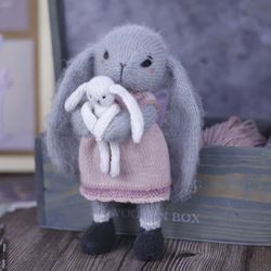 pdf knitting pattern - bunny knitting pattern amy,rabbit stuffed animal, toy knitting pattern, knitted animal