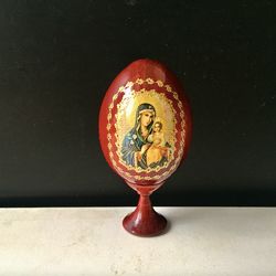 russian easter egg, unfading flower virgin mary, decoupage 12 cm | russian imperial style