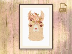 cute llama cross stitch pattern