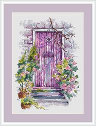 spring door cross stitch pattern flower cross stitch pattern spring cross stitch pattern home cross stitch pattern