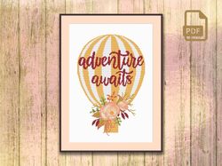 adventure awaits cross stitch pattern